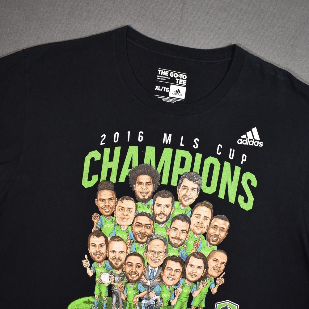 Seattle‎ Sounders FC Adidas 2016 MLS Cup Champions Team Tee Black X-Large